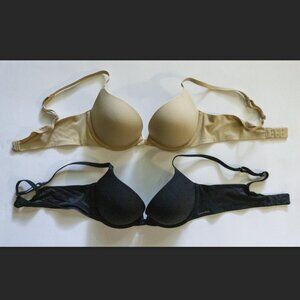 Calvin Klein Set of 2 Push Up Bras Black & Tan Beige Sz 34B No tags